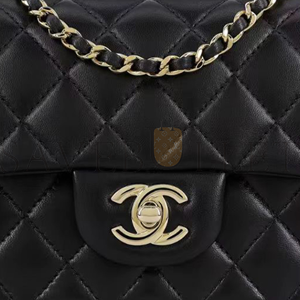 CHANEL MASTER FLAP BAG 23 BLACK LAMBSKIN GOLD HARDWARE AS2431 (20*12*6cm)